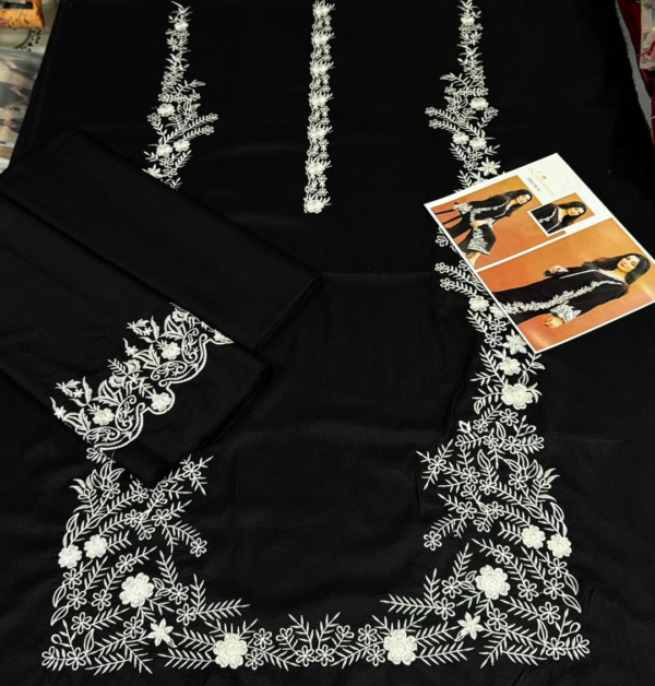 2 piece embroidered suit black - Image 3